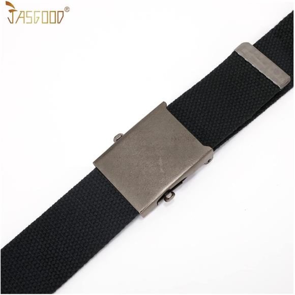 Canvas Web Belt for Men Adjustable Cloth Fabric Military Belt with Metal Buckle - Picture 2 of 6